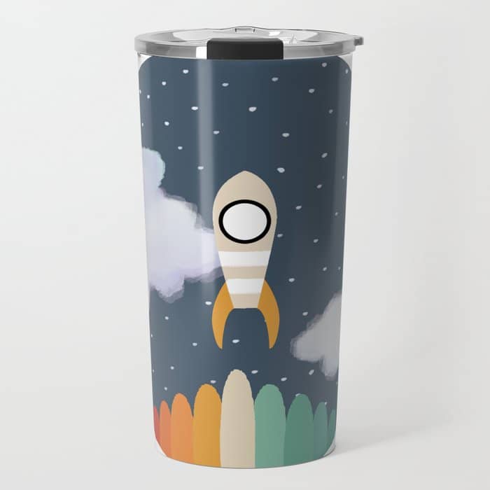 Space Rocket Print, Galaxy Outer Space Pattern Travel Mug