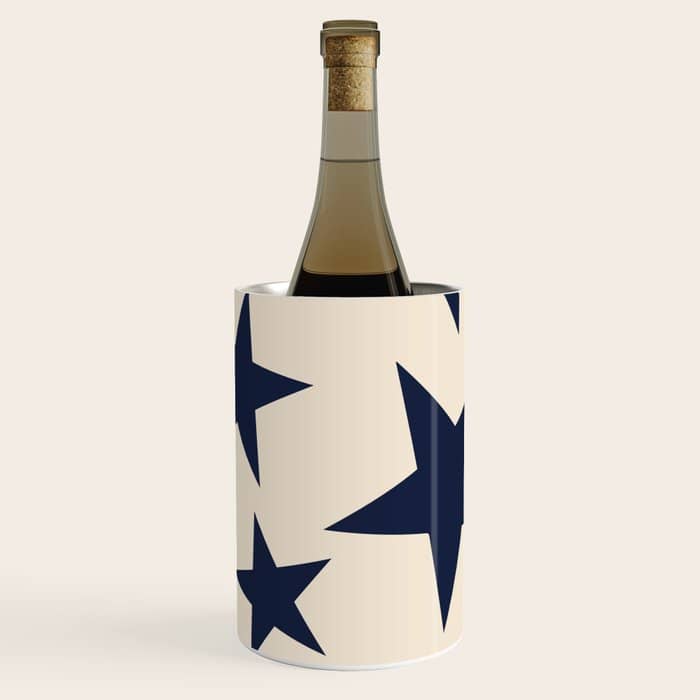 Navy & Light Beige Big Ol' Stars Wine Chiller