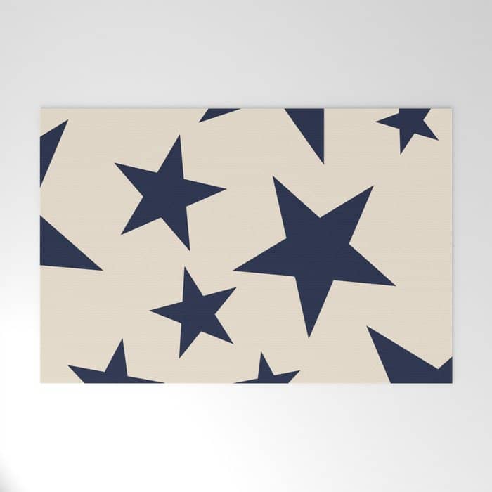 Navy & Light Beige Big Ol' Stars Welcome Mat