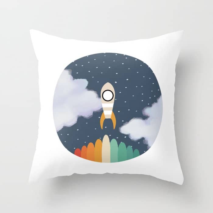 Space Rocket Print, Galaxy Outer Space Pattern Throw Pillow