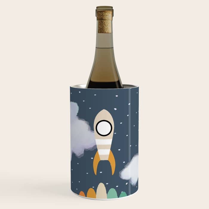 Space Rocket Print, Galaxy Outer Space Pattern Wine Chiller