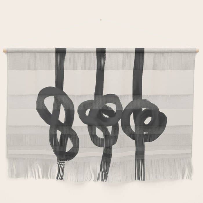 Minimalist Black Knot Abstract Art On Neutral Background Wall Hanging