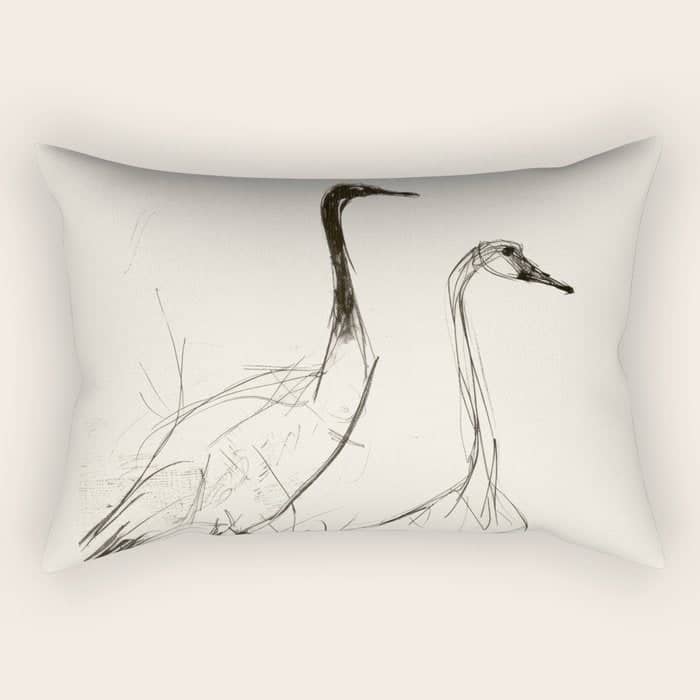 Two Geese - Minimalist Drawing Rectangular Pillow