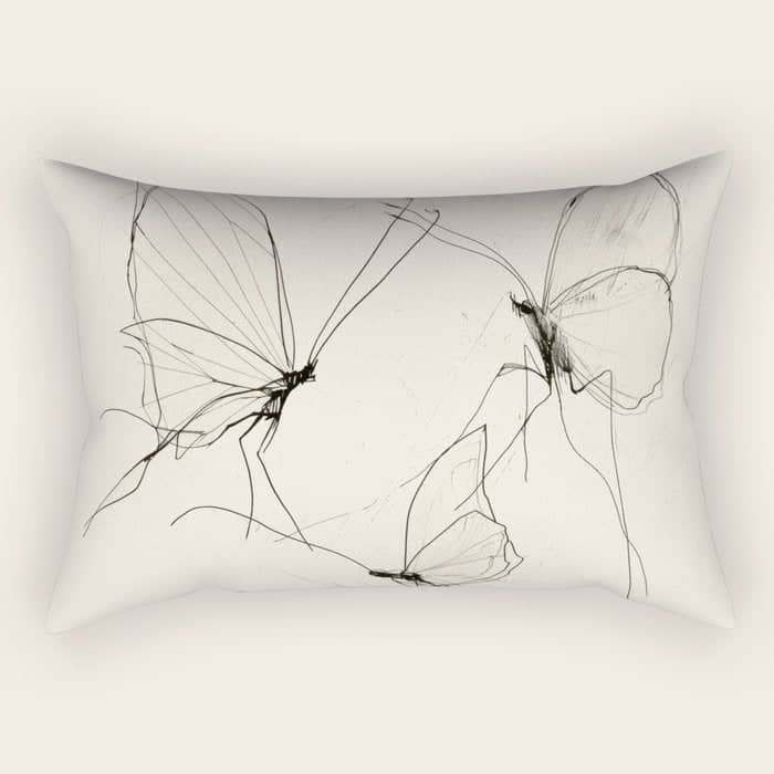 Minimal Butterfly Sketch Rectangular Pillow