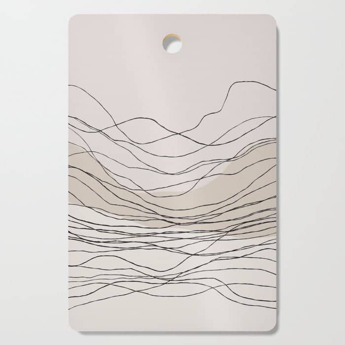 Calm Serene Line Art Nordic Mountain Decor Cutting Board