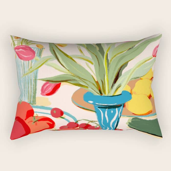 Fresh Tomatoes And Flowers Rectangular Pillow