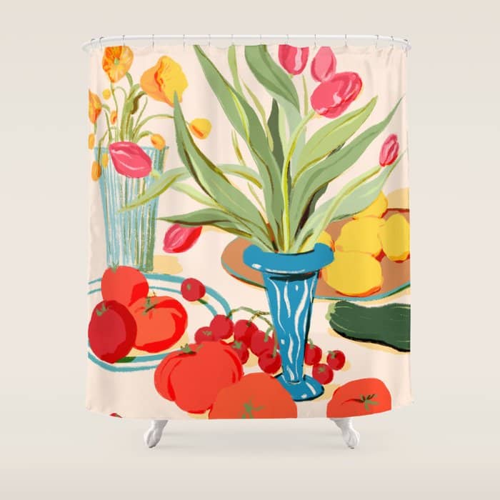 Fresh Tomatoes And Flowers Shower Curtain