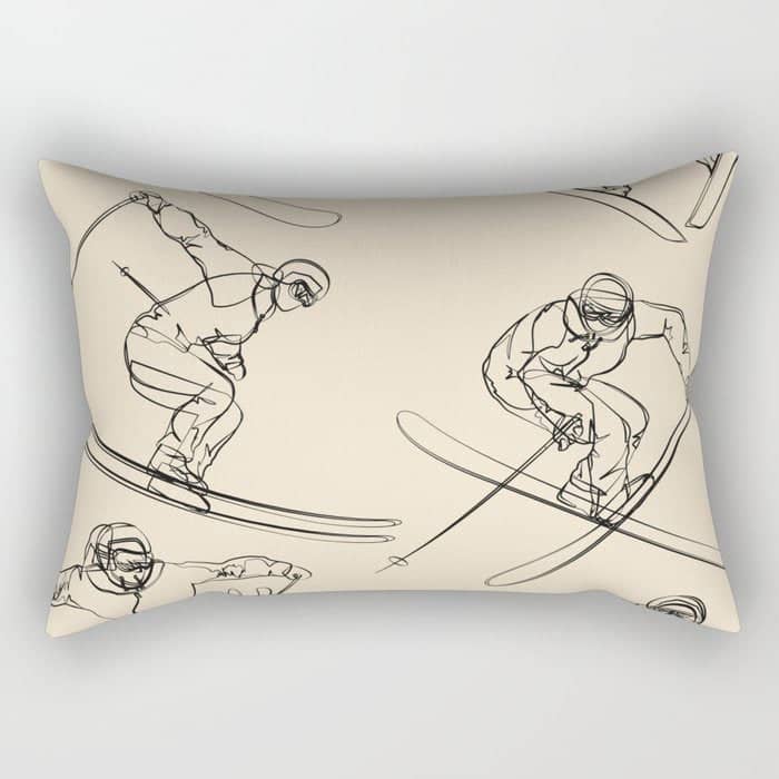 Minimal Skiers Line Art 2 Rectangular Pillow