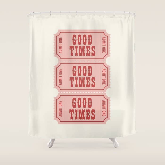 Good Times Retro Ticket, Pink Aesthetic Shower Curtain