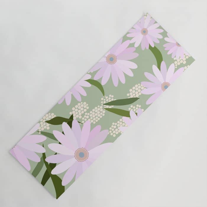 Playful Daisies | 01 - Lilac And Pastel Green Yoga Mat
