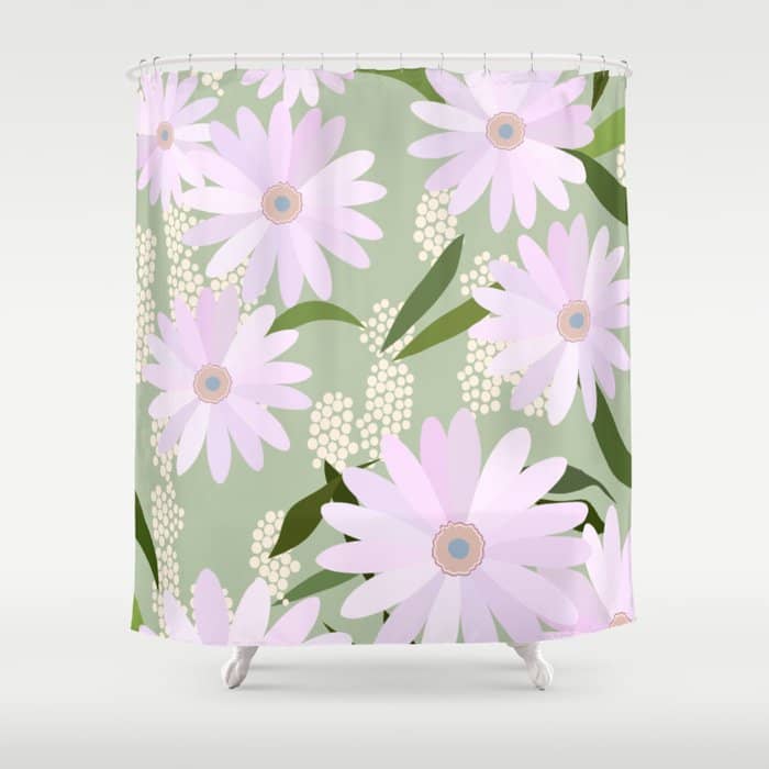 Playful Daisies | 01 - Lilac And Pastel Green Shower Curtain