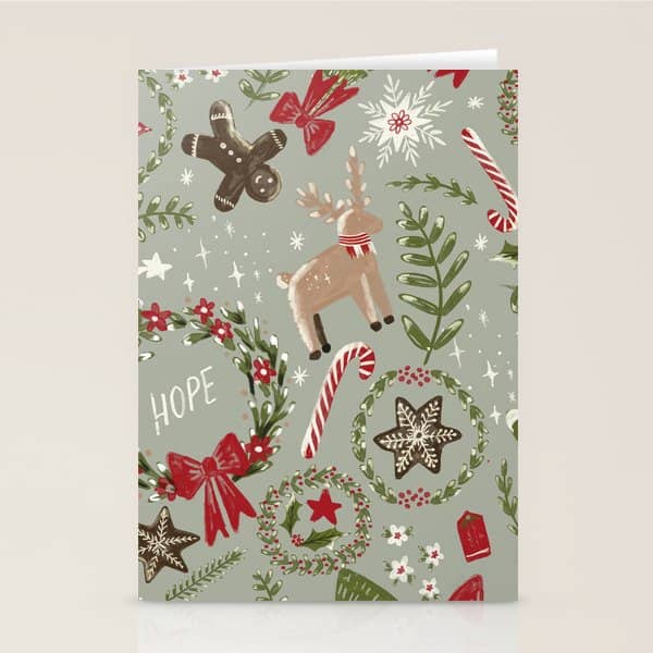Magical Christmas - Sage Green Stationery Card