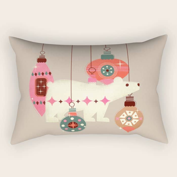 Festive Baubles With A Polar Bear Rectangular Pillow