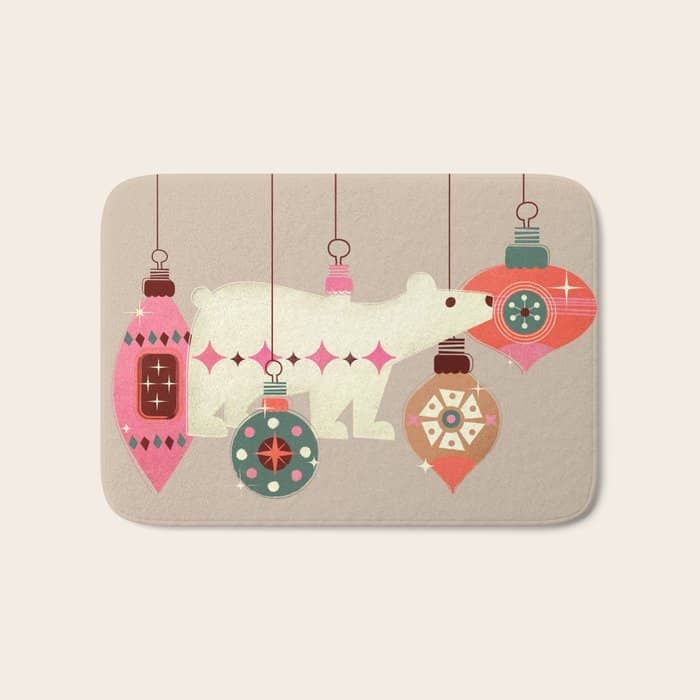 Festive Baubles With A Polar Bear Bath Mat