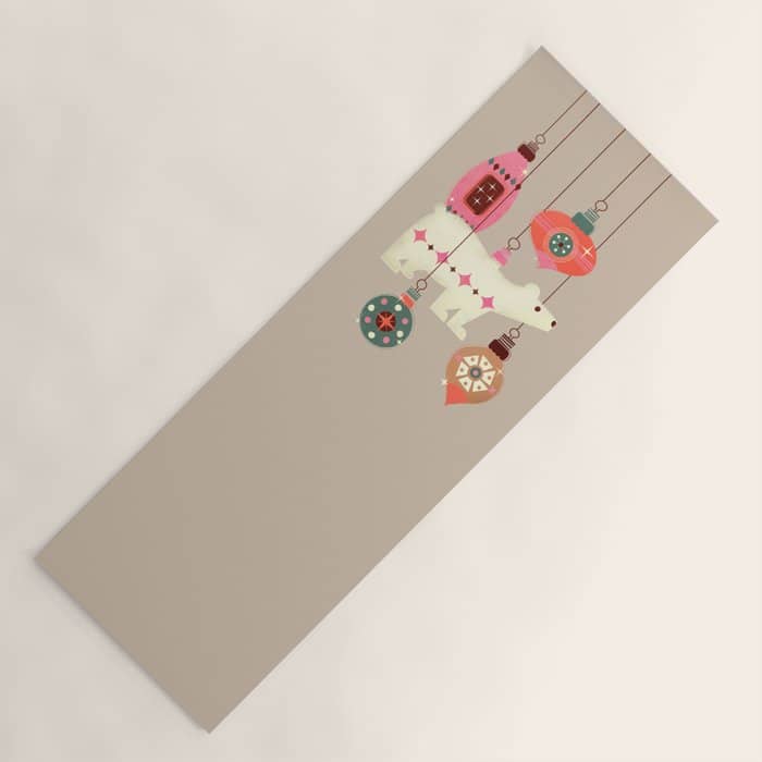 Festive Baubles With A Polar Bear Yoga Mat