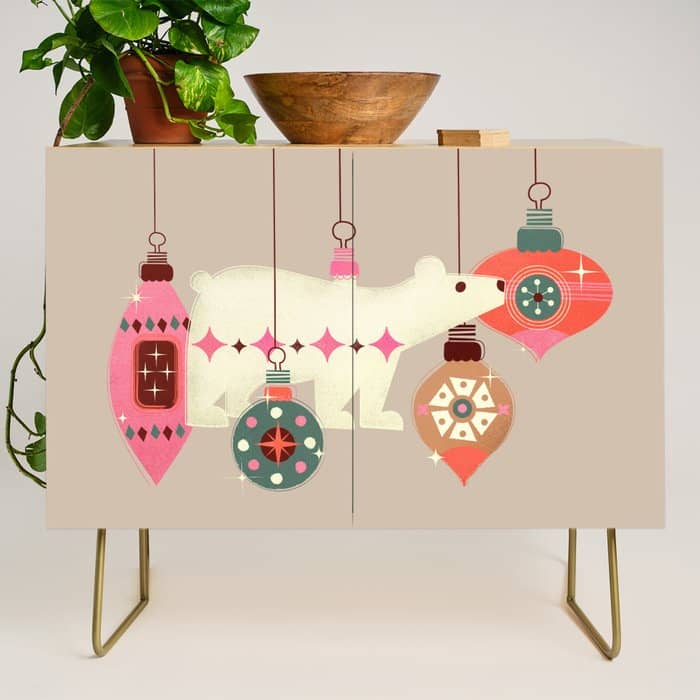 Festive Baubles With A Polar Bear Credenza