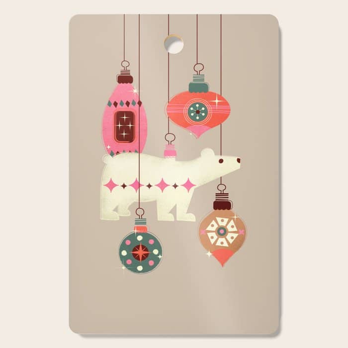 Festive Baubles With A Polar Bear Cutting Board