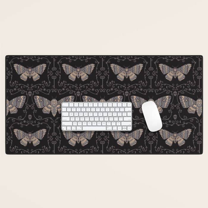 Taxidermy Death Moth At Midnight Desk Mat