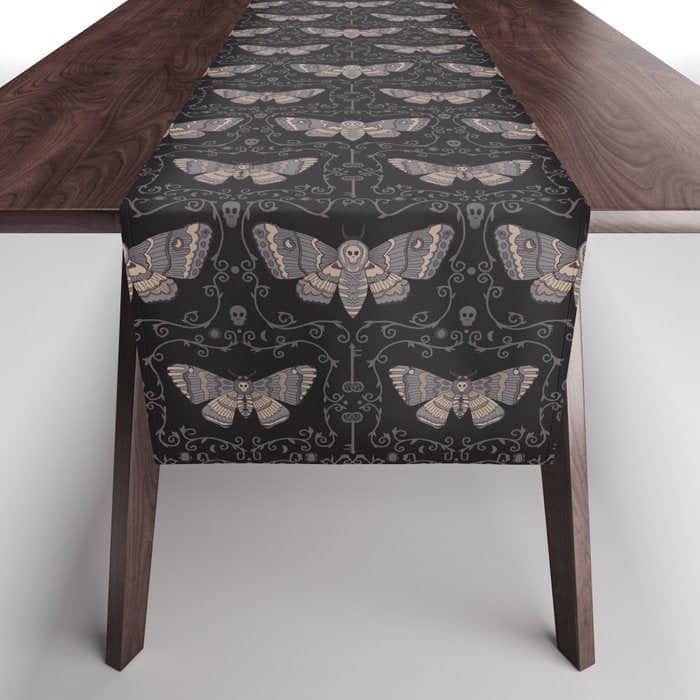 Taxidermy Death Moth At Midnight Table Runner