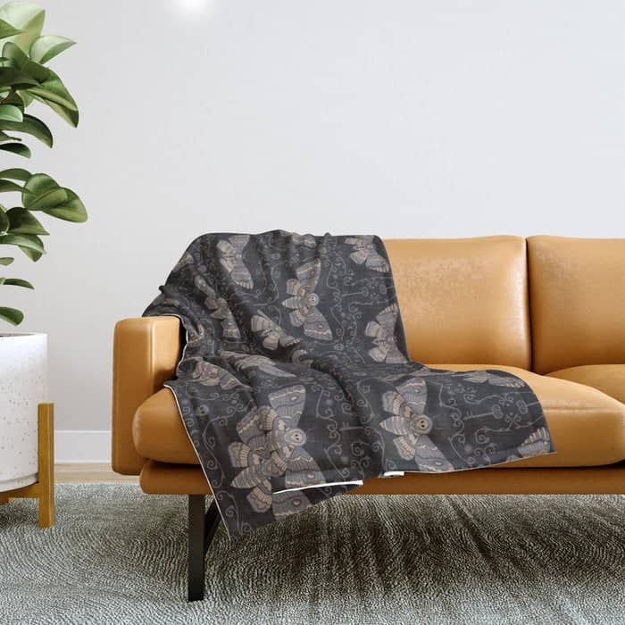 Taxidermy Death Moth At Midnight Throw Blanket