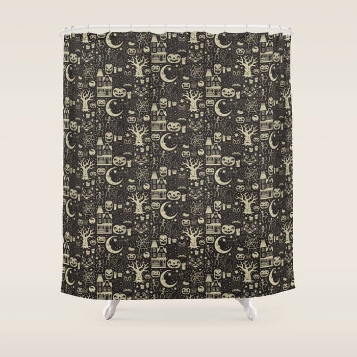 Vintage Halloween: Black Cat Shower Curtain