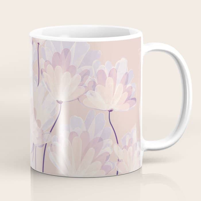 Delicate Light Pink Abstract Flowers Coffee Mug