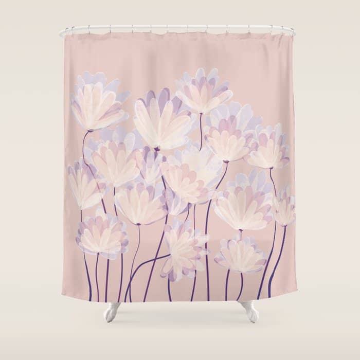 Delicate Light Pink Abstract Flowers Shower Curtain