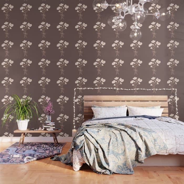 Delicate Bouquet Of Flowers With Bow - Peach And Mocha Copper Wallpaper