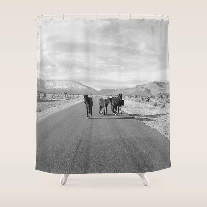 Spring Mountain Wild Horses Shower Curtain