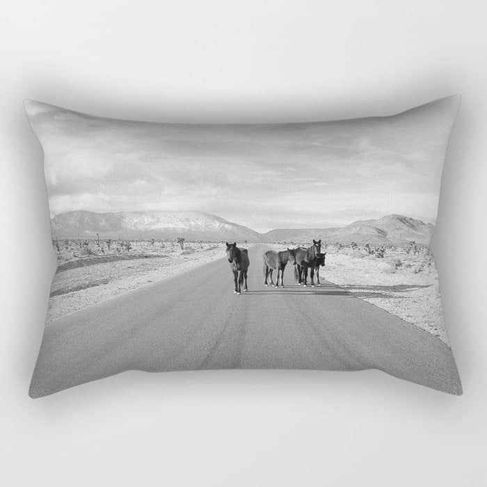 Spring Mountain Wild Horses Rectangular Pillow