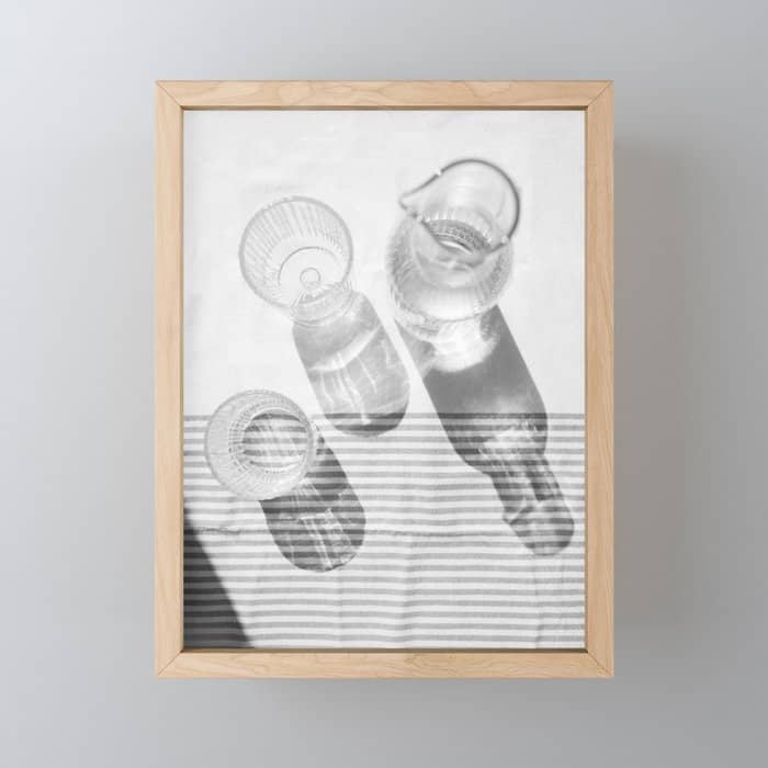 Black And White Glass Shadows And Stripes | Summer Shadow Play Still Life Light Bright Photography Print Photo Art Minimal Art Print Mini Art Print