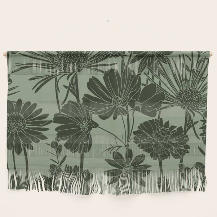 Floral Prints, Dark Green, Colour Prints Wall Hanging