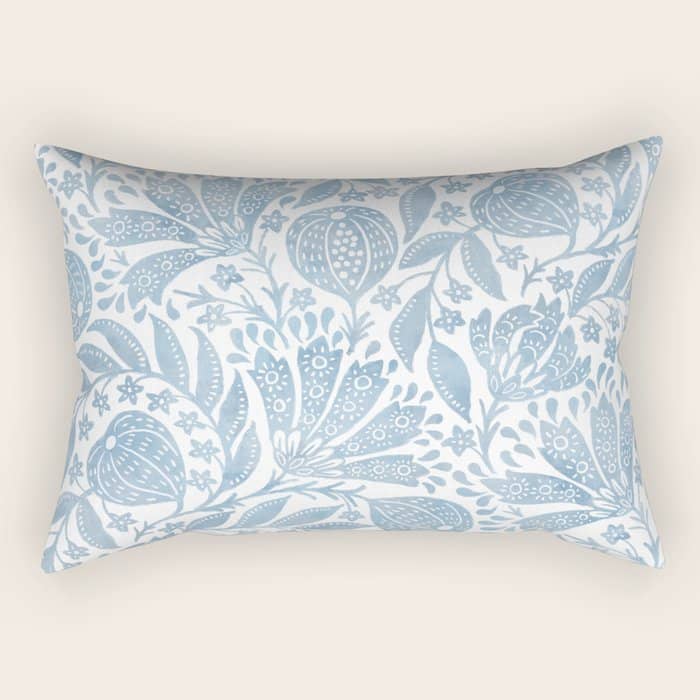 French Country Fig Garden In Blue Rectangular Pillow