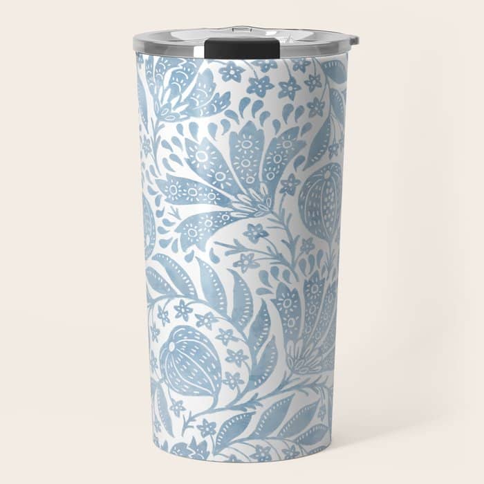 French Country Fig Garden In Blue Travel Mug