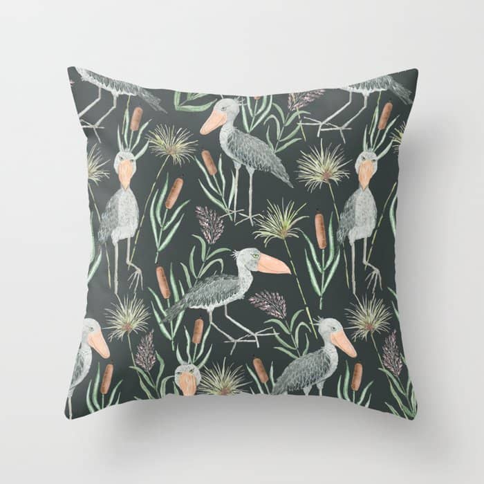The Magnificent Shoebill Pattern Throw Pillow