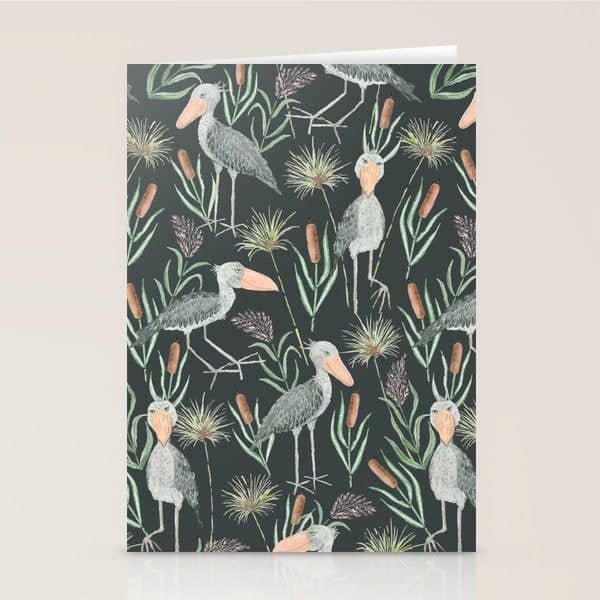 The Magnificent Shoebill Pattern Stationery Card