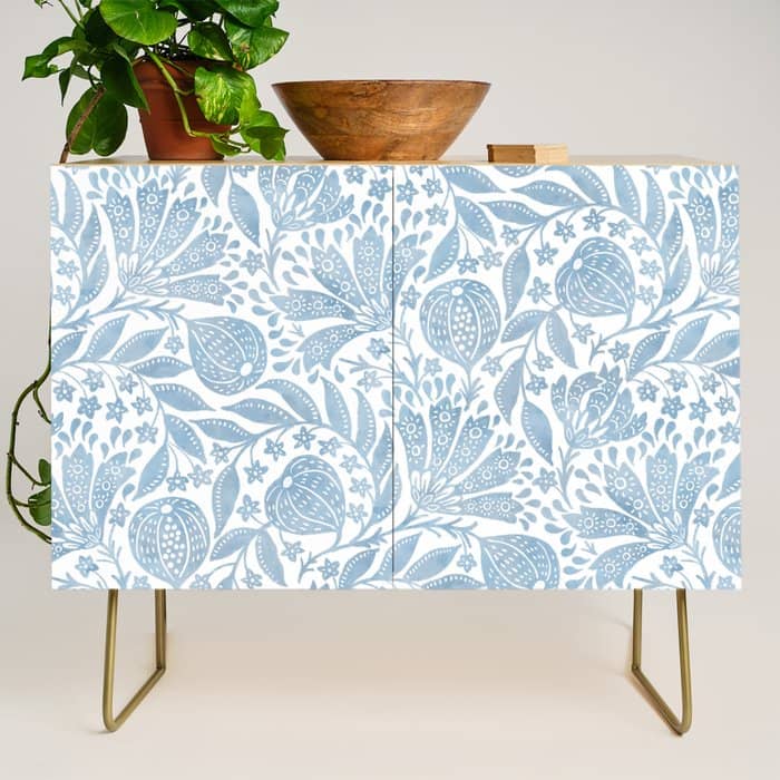 French Country Fig Garden In Blue Credenza