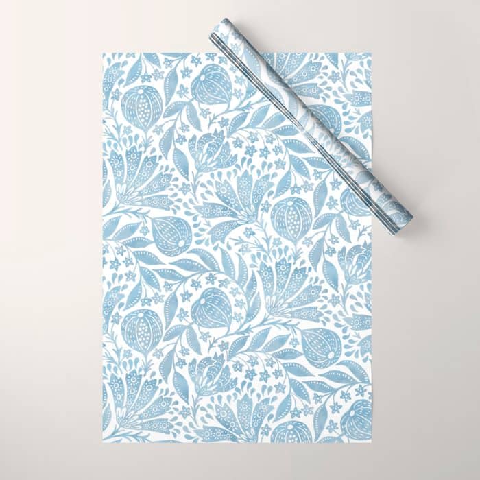 French Country Fig Garden In Blue Wrapping Paper