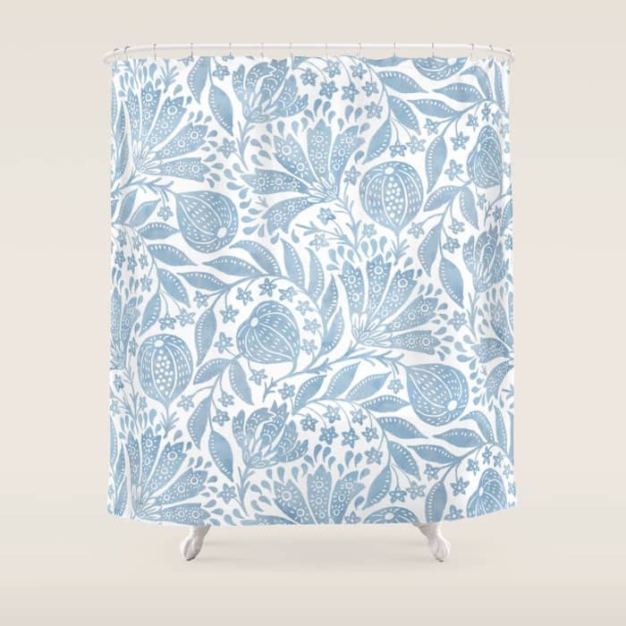 French Country Fig Garden In Blue Shower Curtain