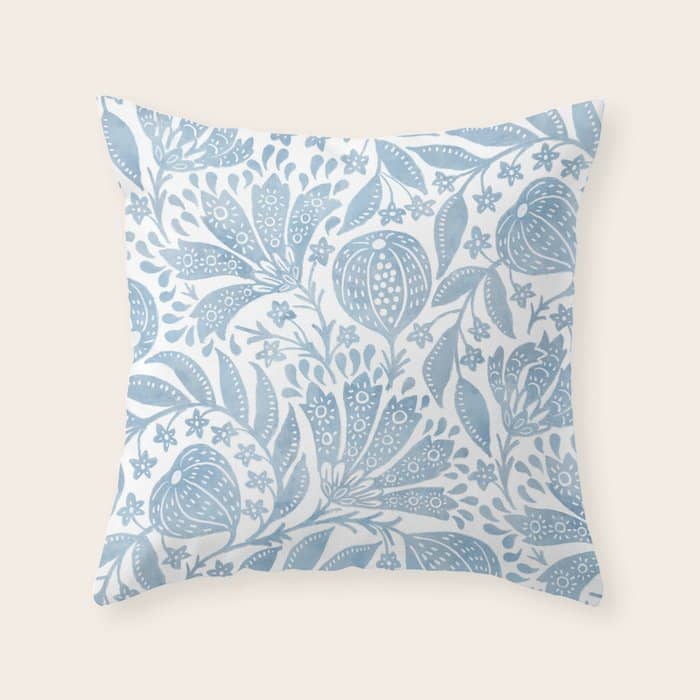 French Country Fig Garden In Blue Throw Pillow