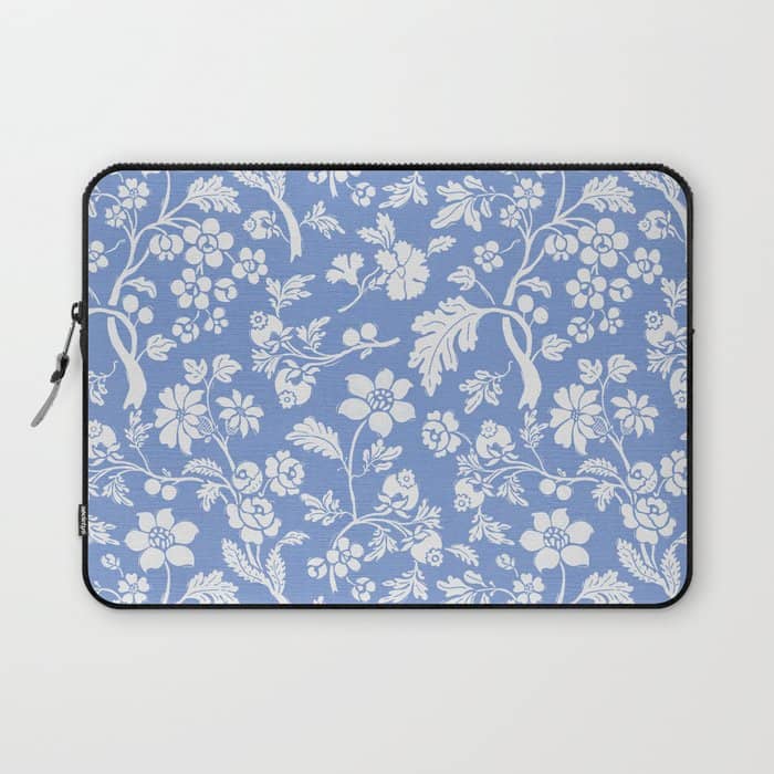 Vintage Style Chintz Florals On Blue Laptop Sleeve