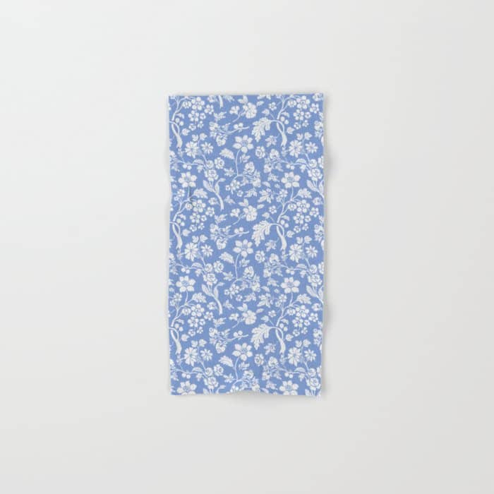Vintage Style Chintz Florals On Blue Bath Towel