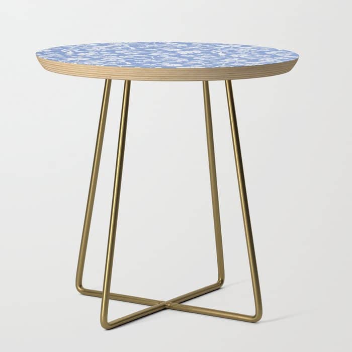Vintage Style Chintz Florals On Blue Side Table