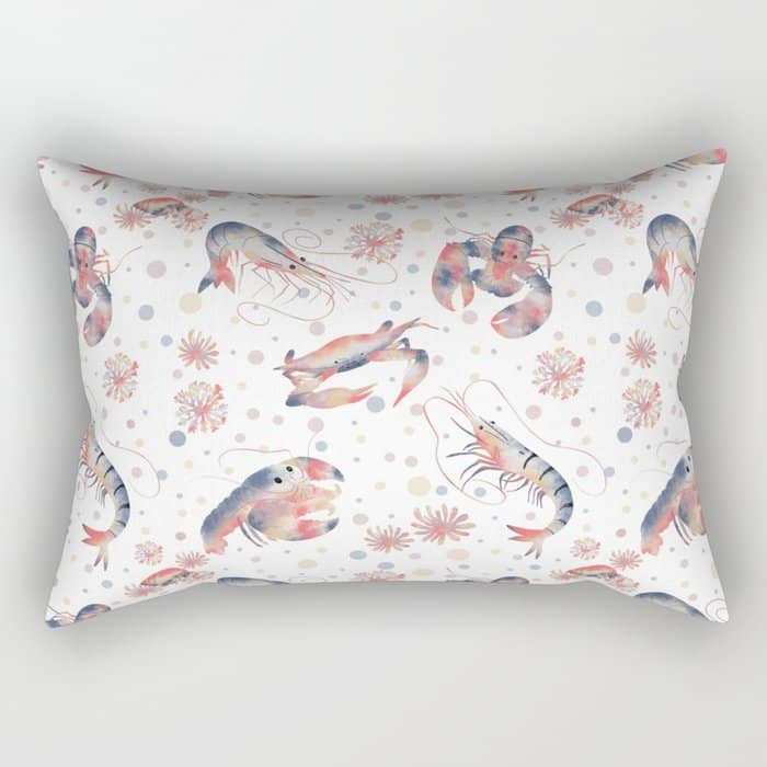 Happy Crustacean Pattern Rectangular Pillow