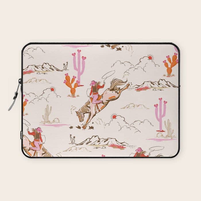 Equestrian Cowgirl Western Rodeo Pattern Laptop Sleeve