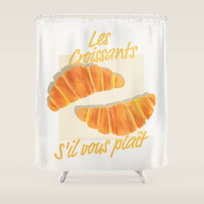 Croissants: Vintage Retro French Brunch Bakery Cafe Art Shower Curtain