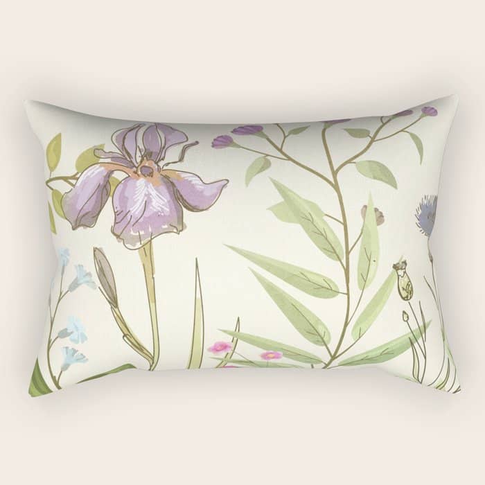 Little Blooming Wildflowers Rectangular Pillow