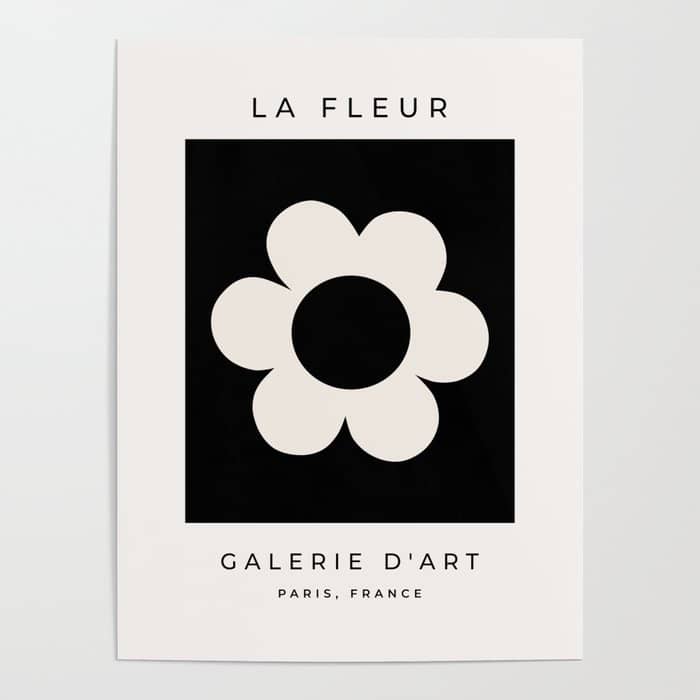 La Fleur | 06 - Retro Floral Print Black And White Flower Poster