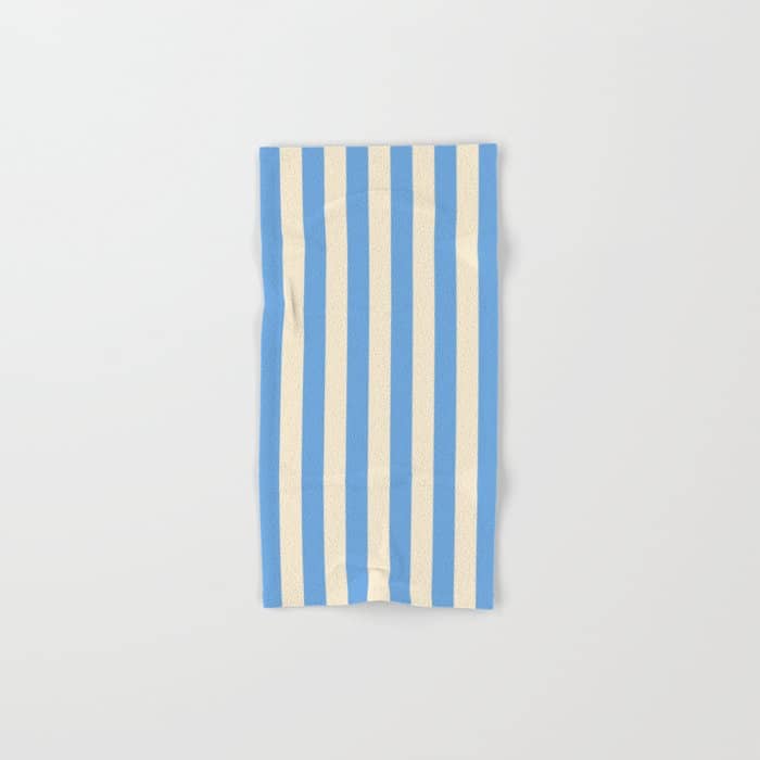 Retro Coastal Blue And White Stripes Bath Towel