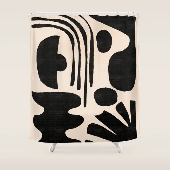Abstract Mid-Century Modern Black And Beige Composition Shower Curtain